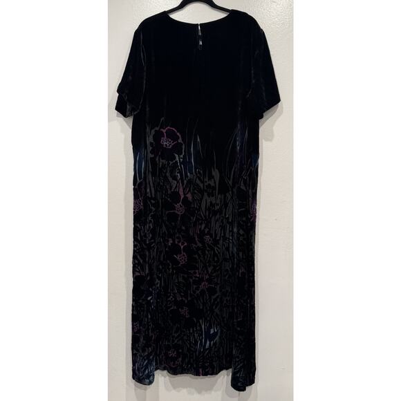 David Dart Floral Velvet Maxi Dress Women’s Plus Size 1X Short Sleeve Holiday - Picture 6 of 10